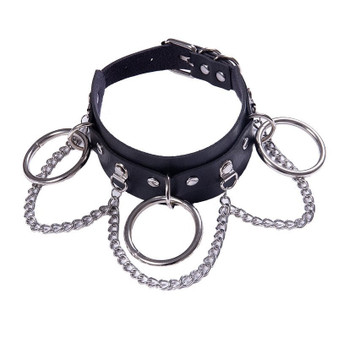 Blackmeoww Goth Women Harajuku Metal Punk Witch Spell Leather Choker - Black One Size