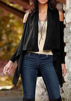 Black Cut Out Irregular Long Sleeve Fashion Cardigan Coat