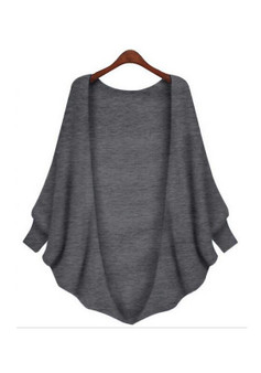 Grey Dolman Sleeve Loose Oversize Fashion Cardigan Sweater