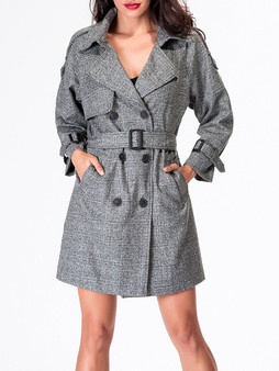 Casual Double Breasted Lapel Trench-coat