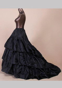 Black Cascading Ruffle Elastic Waist High Waist Petticoat Wedding Tutu Sweet Skirt