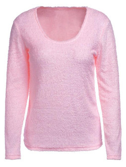 New Pink Round Neck Long Sleeve Fashion Going out Pullover Sweater