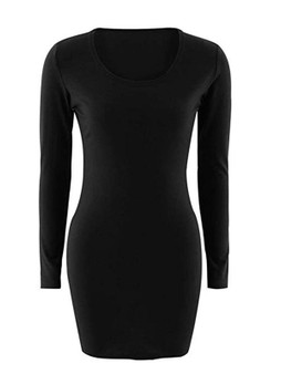 New Black Round Neck Long Sleeve Fashion Going out Mini Dress