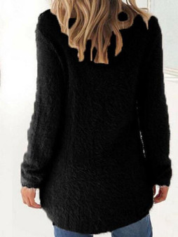 New Black Round Neck Long Sleeve Going out Pullover Sweater