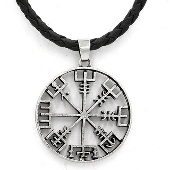 Vegvisir Icelandic Silver Zinc Pendant w/ 23" Cord Necklace