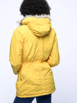 Casual Warm Hooded Drawstring Patch Pocket Padded Coat