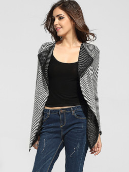 Casual Lapel Worsted Striped Cardigan