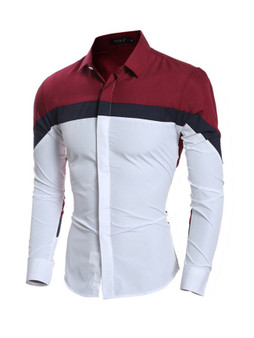 Casual Men's Color Block Long Sleeve  Shirt