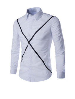 Casual Long Sleeve Color Block Men Shirt