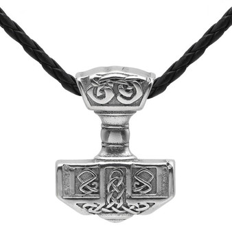 Bold Thor's Hammer Stainless Steel Pendant Black Cord or Chain 24" Necklace Unisex