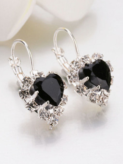 Casual Heart Faux Crystal Earring