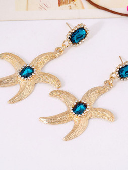 Casual Starfish Faux Crystal Earring