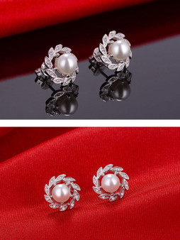 Casual Silver Plated Vintage Pearl Earring