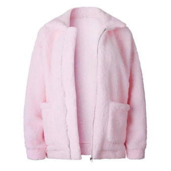Elegant Faux Fur Coat Women Autumn Winter Warm Soft Zipper Fur Jacket Female Plush Overcoat Pocket Casual Teddy Outwear