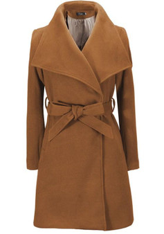 New Khaki Sashes Turndown Collar Long Sleeve Fashion Coat