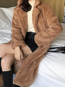 New Camel Pockets Turndown Collar Long Sleeve Fashion Coat