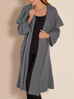 New Grey Long Sleeve Casual Sweet Going out Cardigan Coat