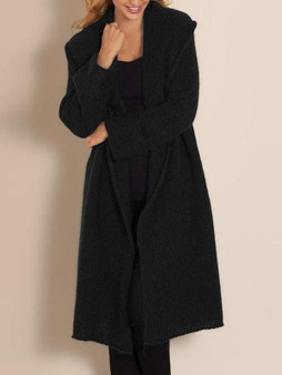 New Black Long Sleeve Casual Sweet Going out Cardigan Coat