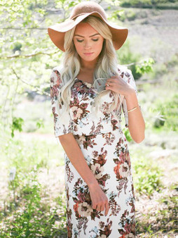 Bohemia Floral Printed Half Sleeves Maxi Dress