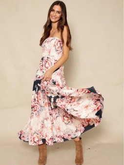 Bohemia Floral Off-shoulder Backless Maxi Dress