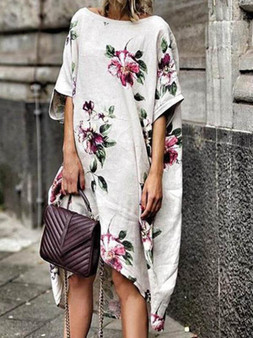 Floral Printed Loose Midi Dress