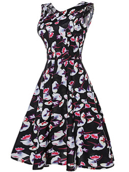Casual Round Neck Extraordinary Floral Printed Skater Dress