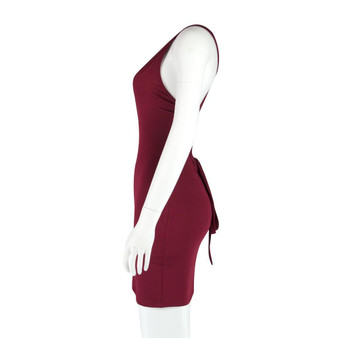 Burgundy Cross Tie Back Bodycon Clubwear Multi Way Lace-up Party Mini Dress