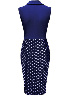 Casual Designed Elegant Lapel Polka Dot Bodycon Dress
