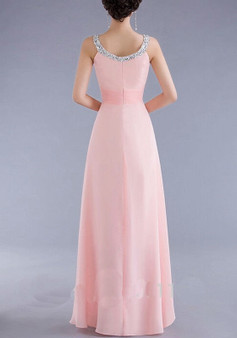 Pink Patchwork Spaghetti Strap Draped Backless V-neck Sleeveless Elegant Maxi Dress
