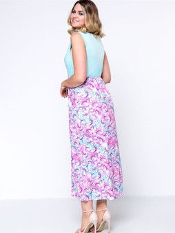 Casual Color Block Paisley Round Neck Plus Size Maxi Dress