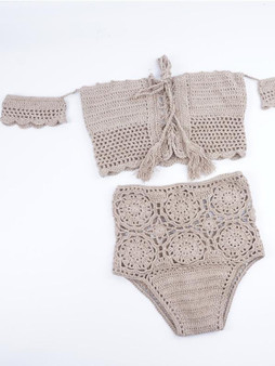 Sexy Two-Pieces Knitting Off Shoulder Bikini Swimwear
