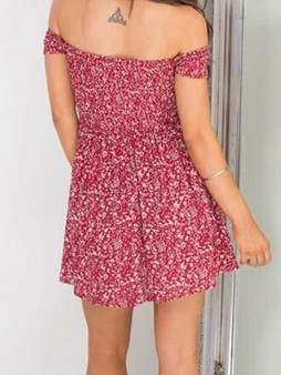 Casual Sexy Bateau Splash Print Off Shoulder Dress