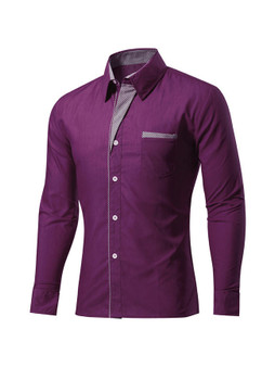 Casual Office Turn Down Collar Single Breasted Men Shirt