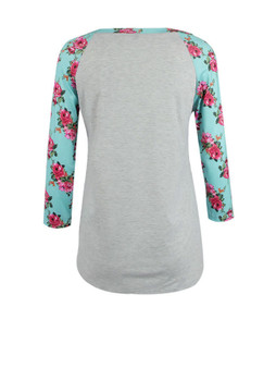 Casual Delightful Round Neck Floral Printed Plus Size Raglan Sleeve T-Shirt
