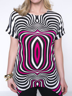 Casual Glamorous Asymmetric Stripe Round Neck Plus Size T-Shirt
