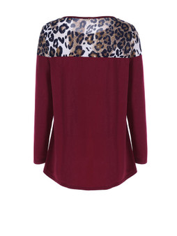 Casual Round Neck Leopard Plus Size T-Shirt