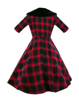 Casual Classic Doll Collar Plaid Plus Size Flared Dress