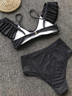 Polka-dot Falbala Bikinis Swimwear