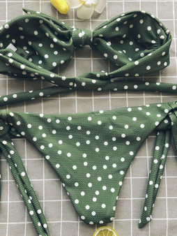 Knot Polka-dot Bikinis Swimwear