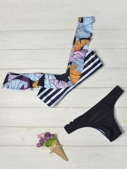 Falbala Stripes Bikinis Swimwear