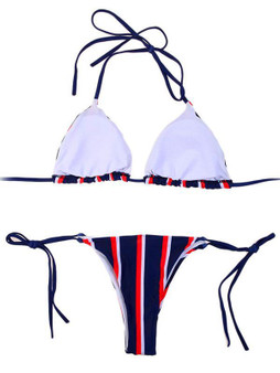 Striped Triangle Bikinis Swimwear