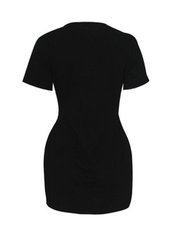 Casual Band Collar Lace-Up Plain Sexy Club Plus Size Bodycon Dress