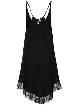 Casual Spaghetti Strap Decorative Lace Plain Shift Dress