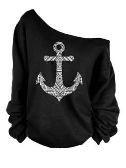 Casual Most Popular One Shoulder Printed Long-Sleeve-T-Shirts