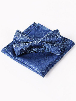 Casual Banquet Style Paisley Jacquard Pocket Square Bow Tie