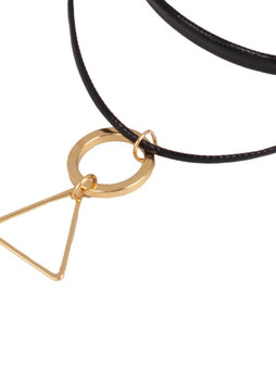 Casual Pu Geometric Triangle Pendant Choker Necklace
