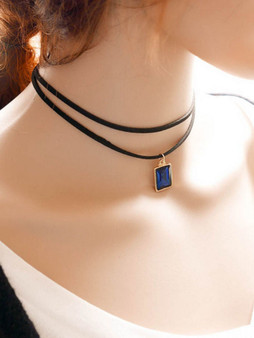 Casual Faux Crystal Layered Choker Necklac