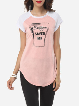 Casual Letter Printed Modern Round Neck Casual-t-shirt