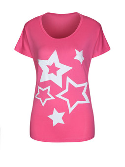 Casual Color Block Star Round Neck Short Sleeve T-Shirt