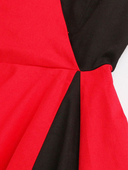 Casual Designed One Shoulder Color Block Skater Dress